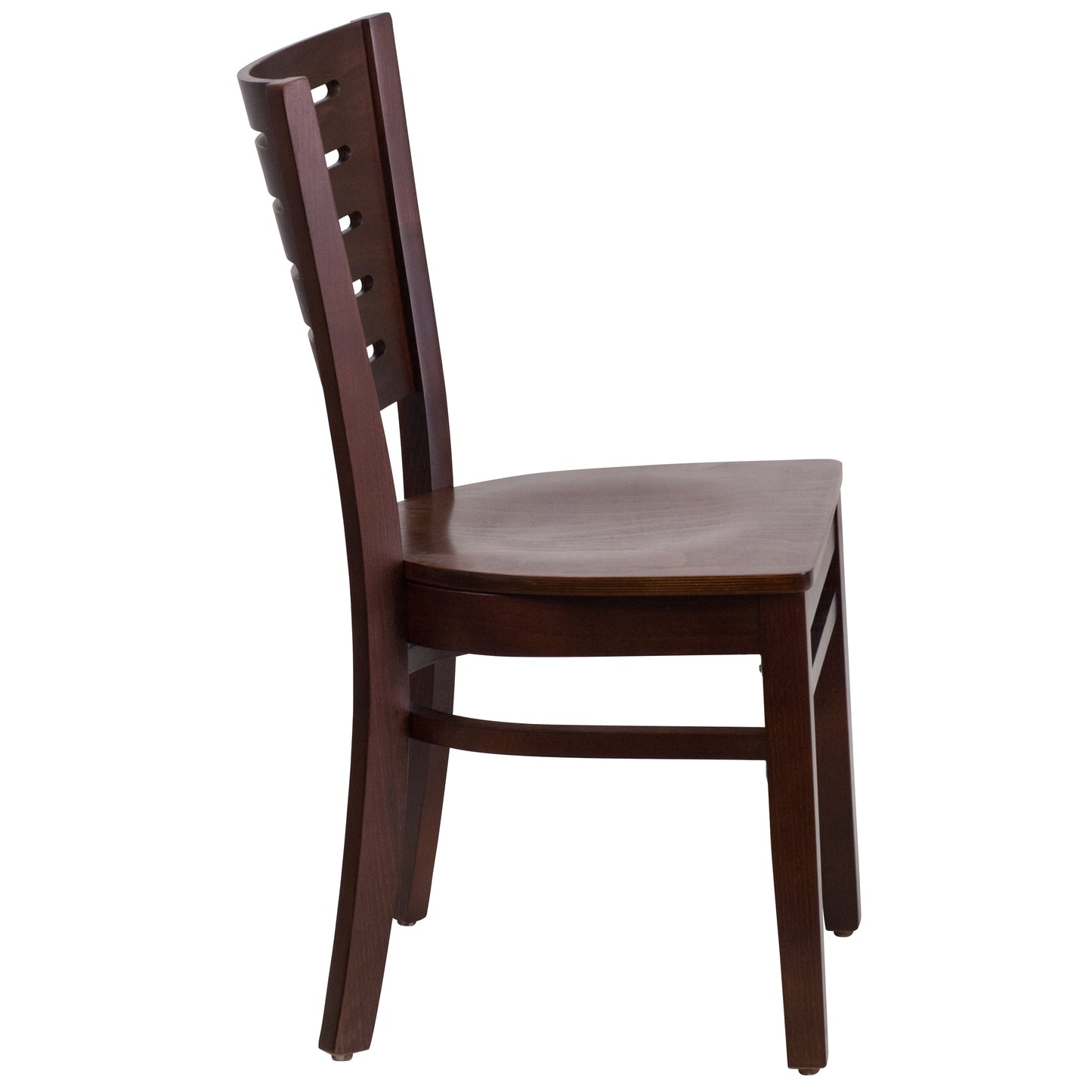 Mahogany and Walnut Wood Dining Chair with Vinyl Upholstery