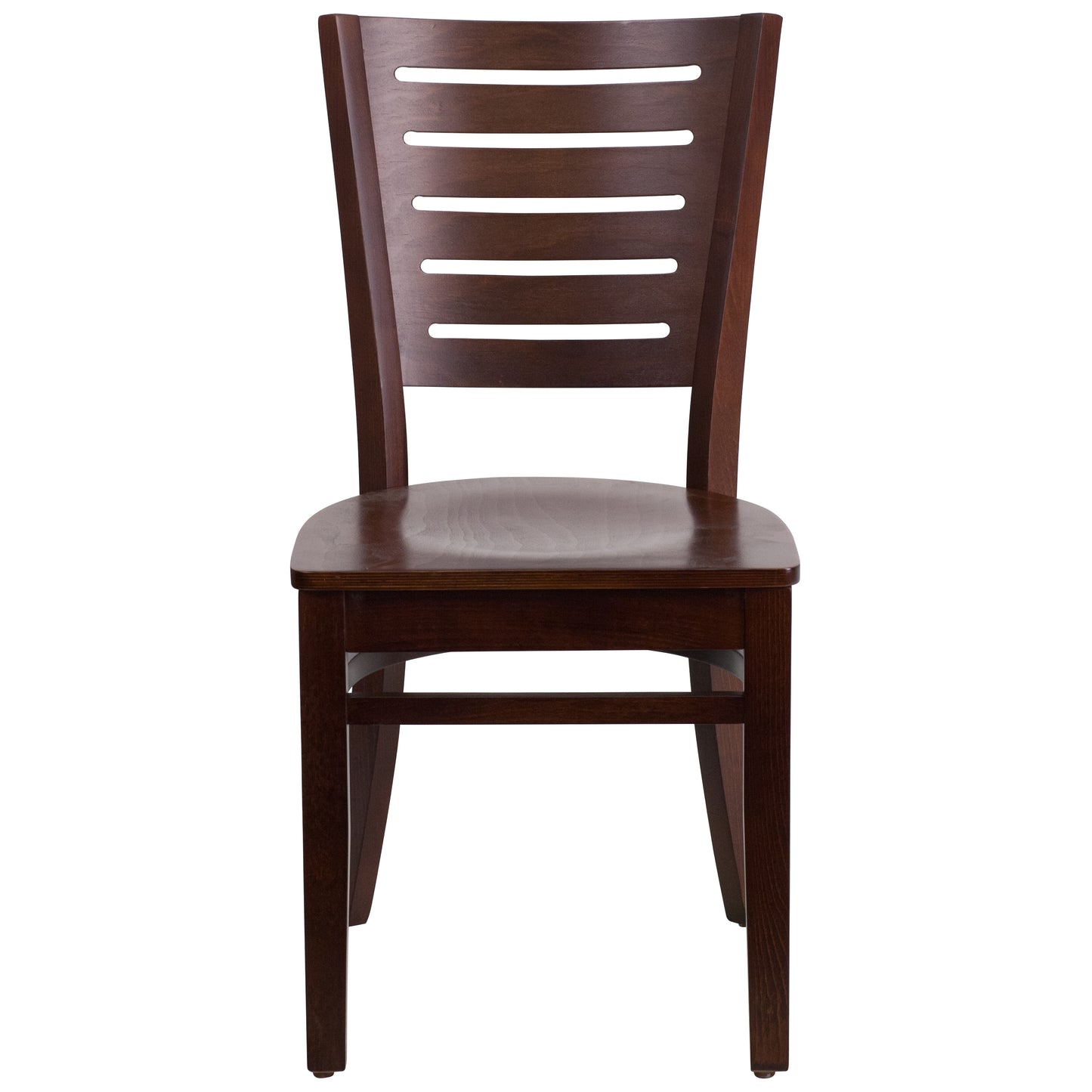 Mahogany and Walnut Wood Dining Chair with Vinyl Upholstery