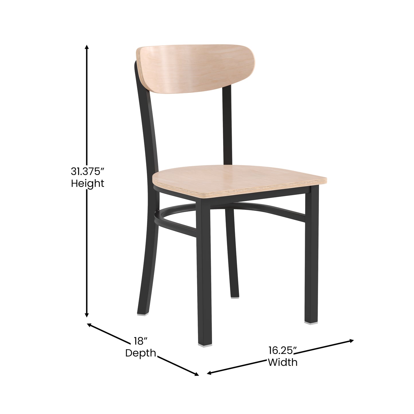 Vinyl/Wood Back Dining Chair with Natural and Walnut Wood Seat Options