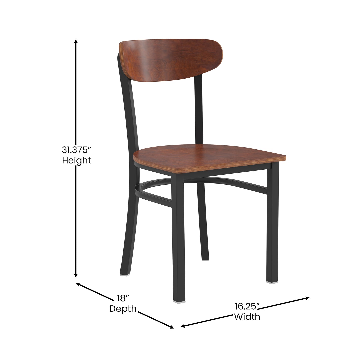 Vinyl/Wood Back Dining Chair with Natural and Walnut Wood Seat Options