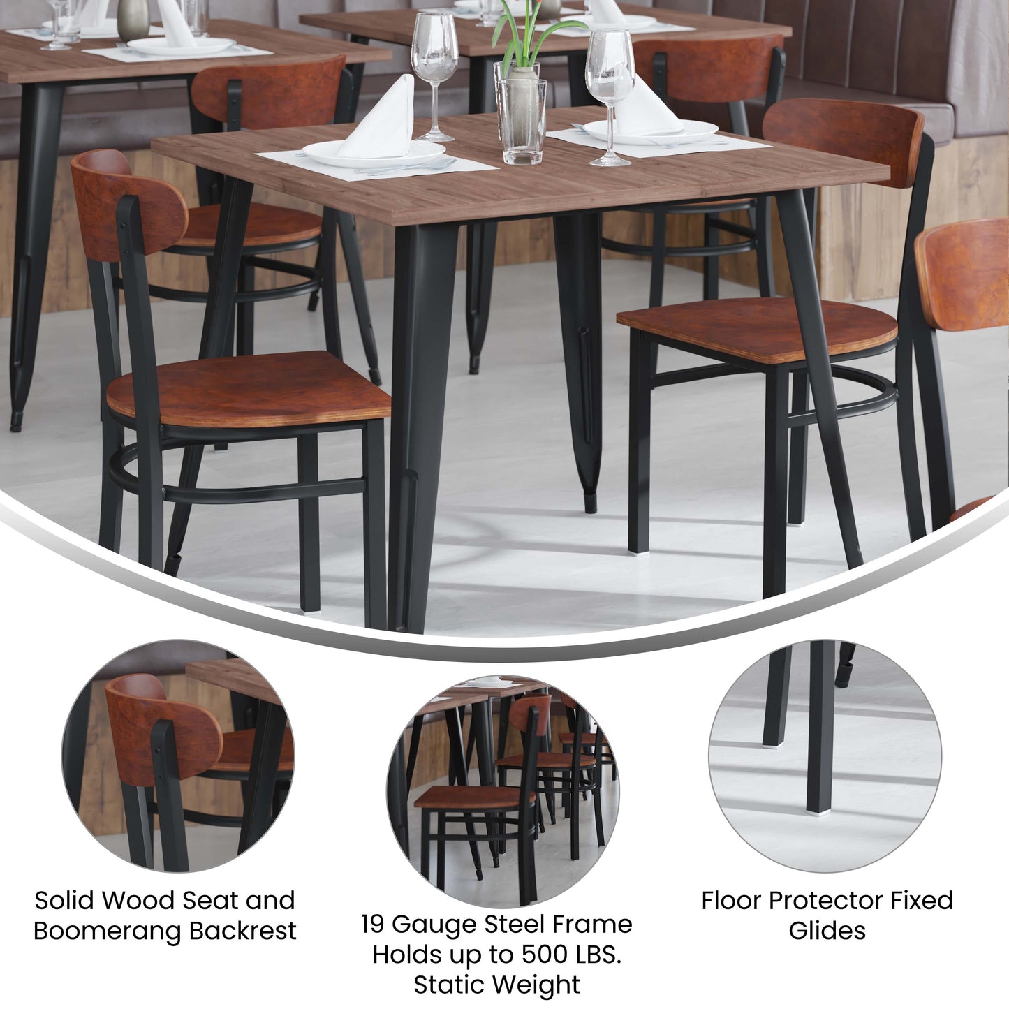 Vinyl/Wood Back Dining Chair with Natural and Walnut Wood Seat Options