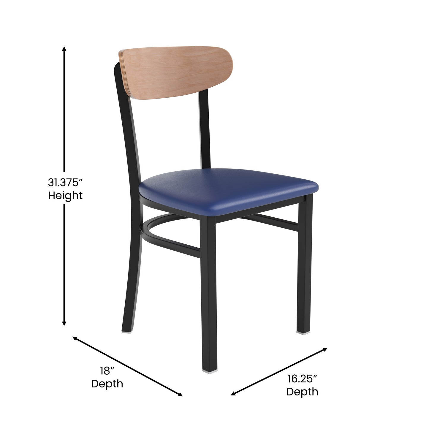 Vinyl/Wood Back Dining Chair with Natural and Walnut Wood Seat Options