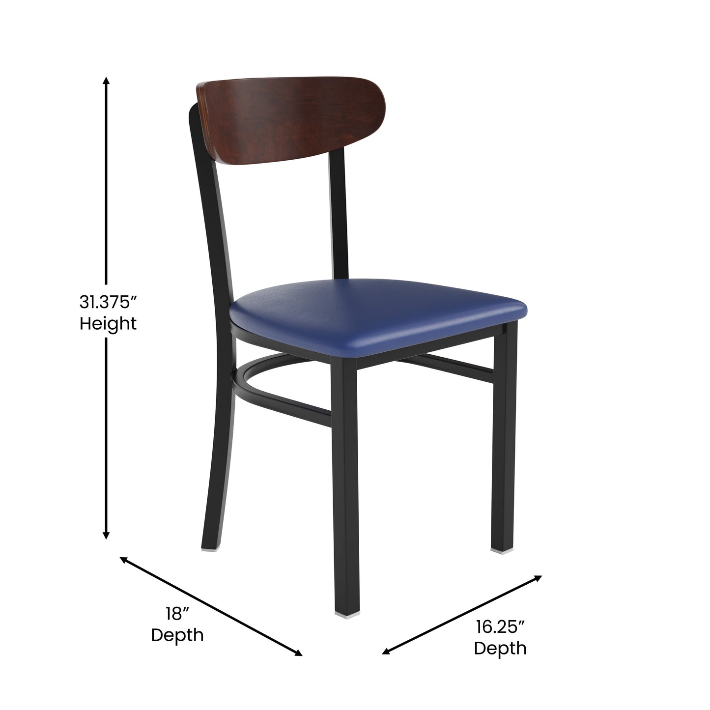 Vinyl/Wood Back Dining Chair with Natural and Walnut Wood Seat Options