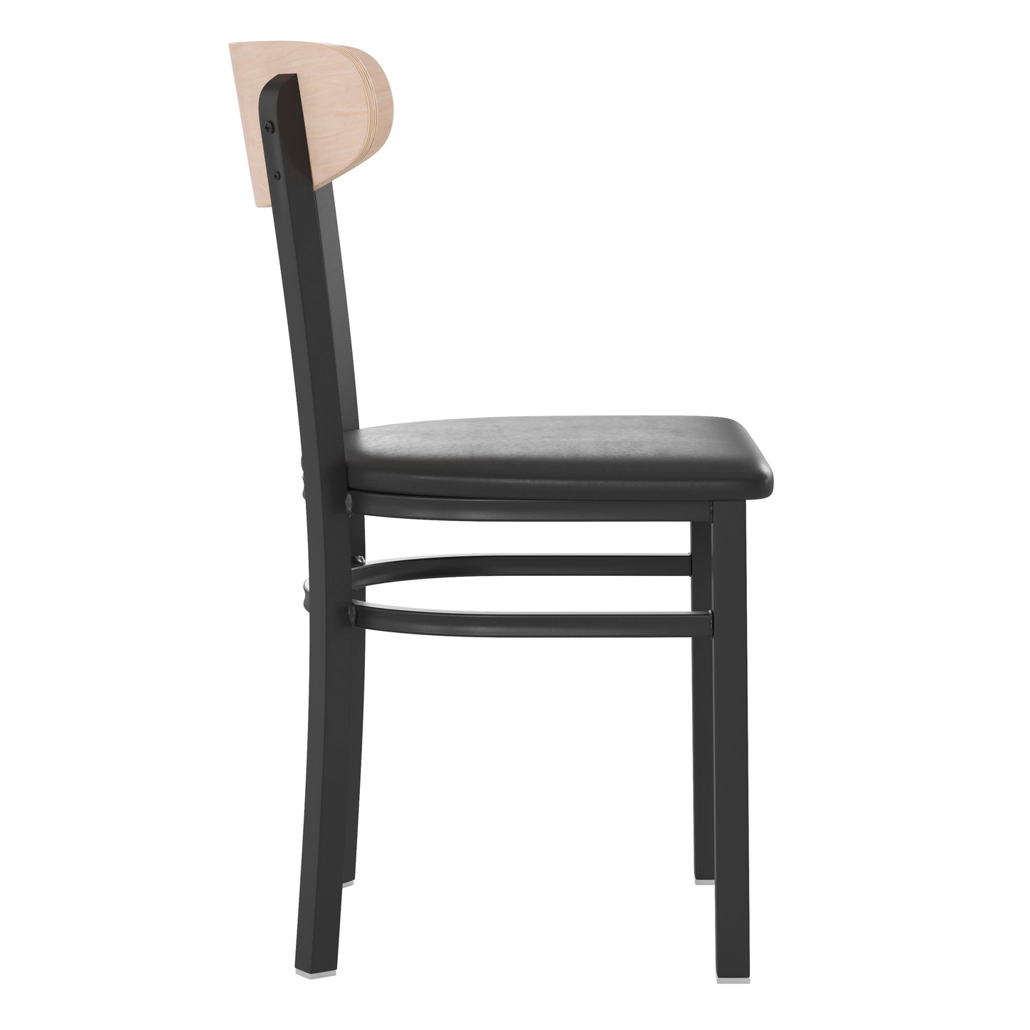 Vinyl/Wood Back Dining Chair with Natural and Walnut Wood Seat Options