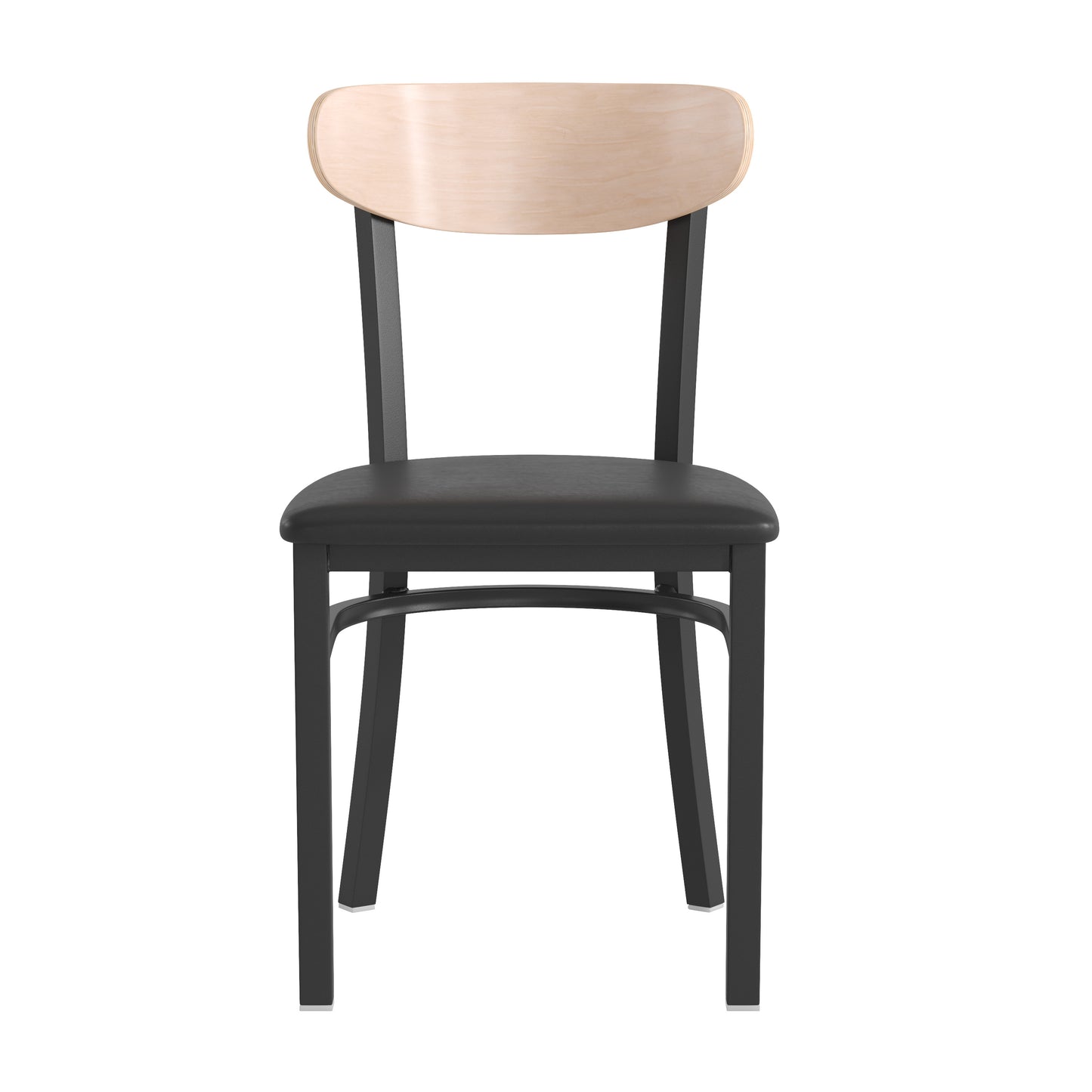 Vinyl/Wood Back Dining Chair with Natural and Walnut Wood Seat Options