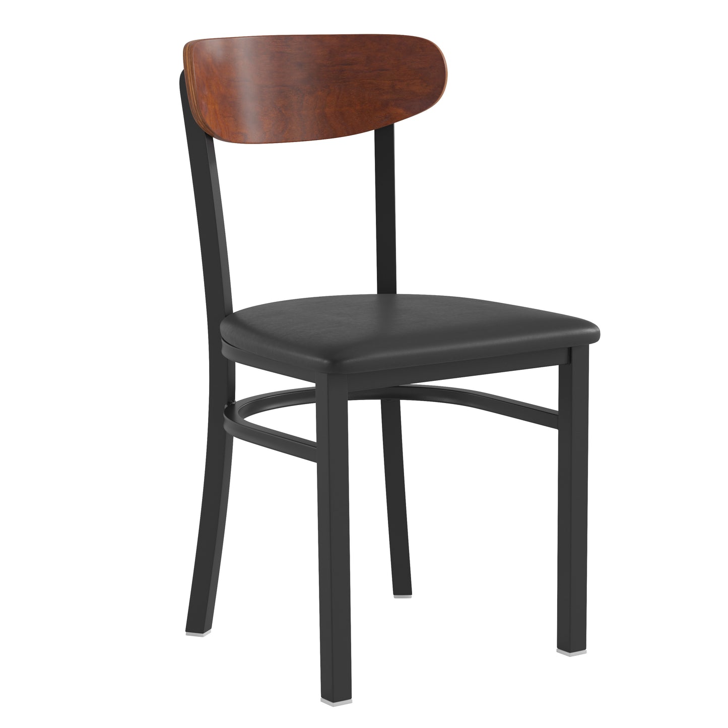 Vinyl/Wood Back Dining Chair with Natural and Walnut Wood Seat Options