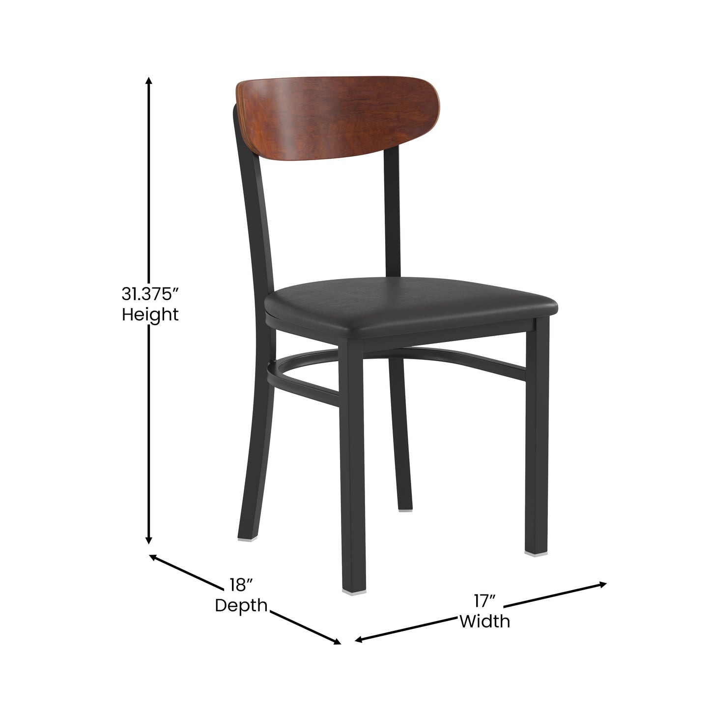 Vinyl/Wood Back Dining Chair with Natural and Walnut Wood Seat Options