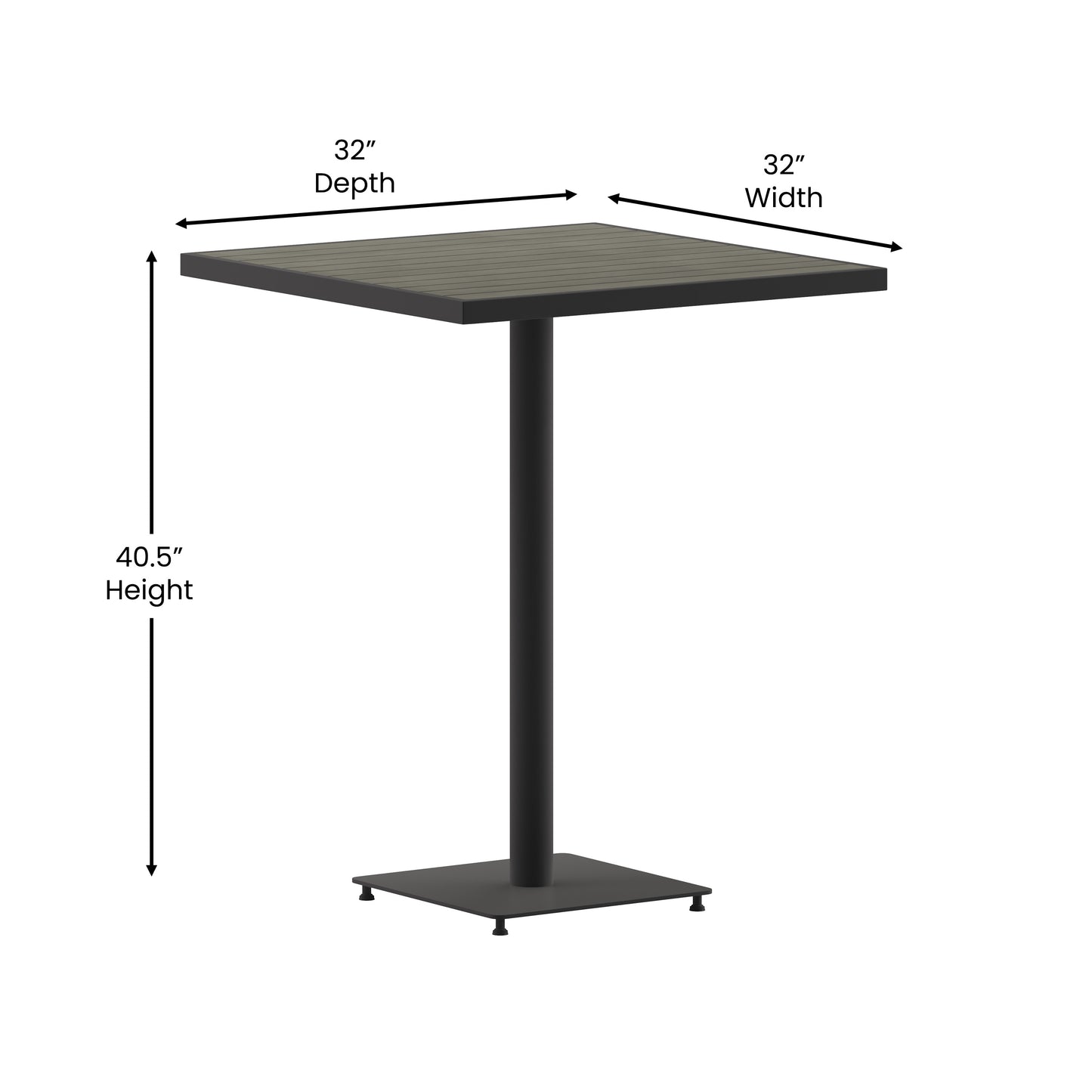 32"SQ Gray Wash Bar Table XU-HW1045-3232-GY-GG