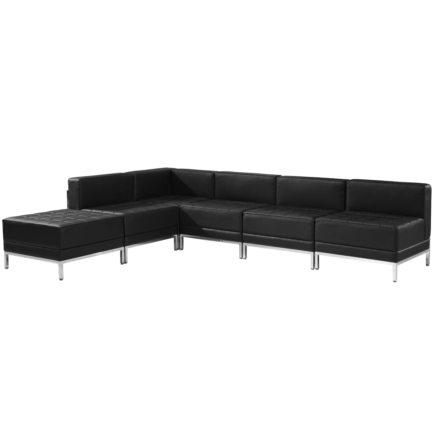 Black Leather Sectional, 6 PC ZB-IMAG-SECT-SET10-GG