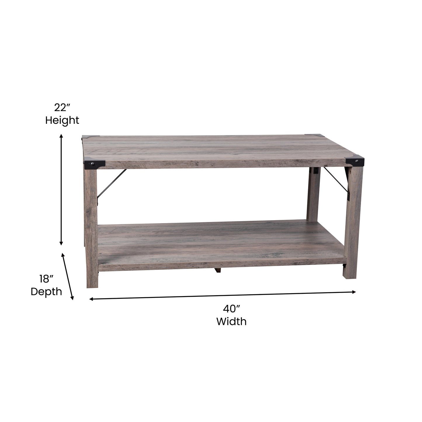 Gray Wash 2 Tier Coffee Table ZG-037-GY-GG