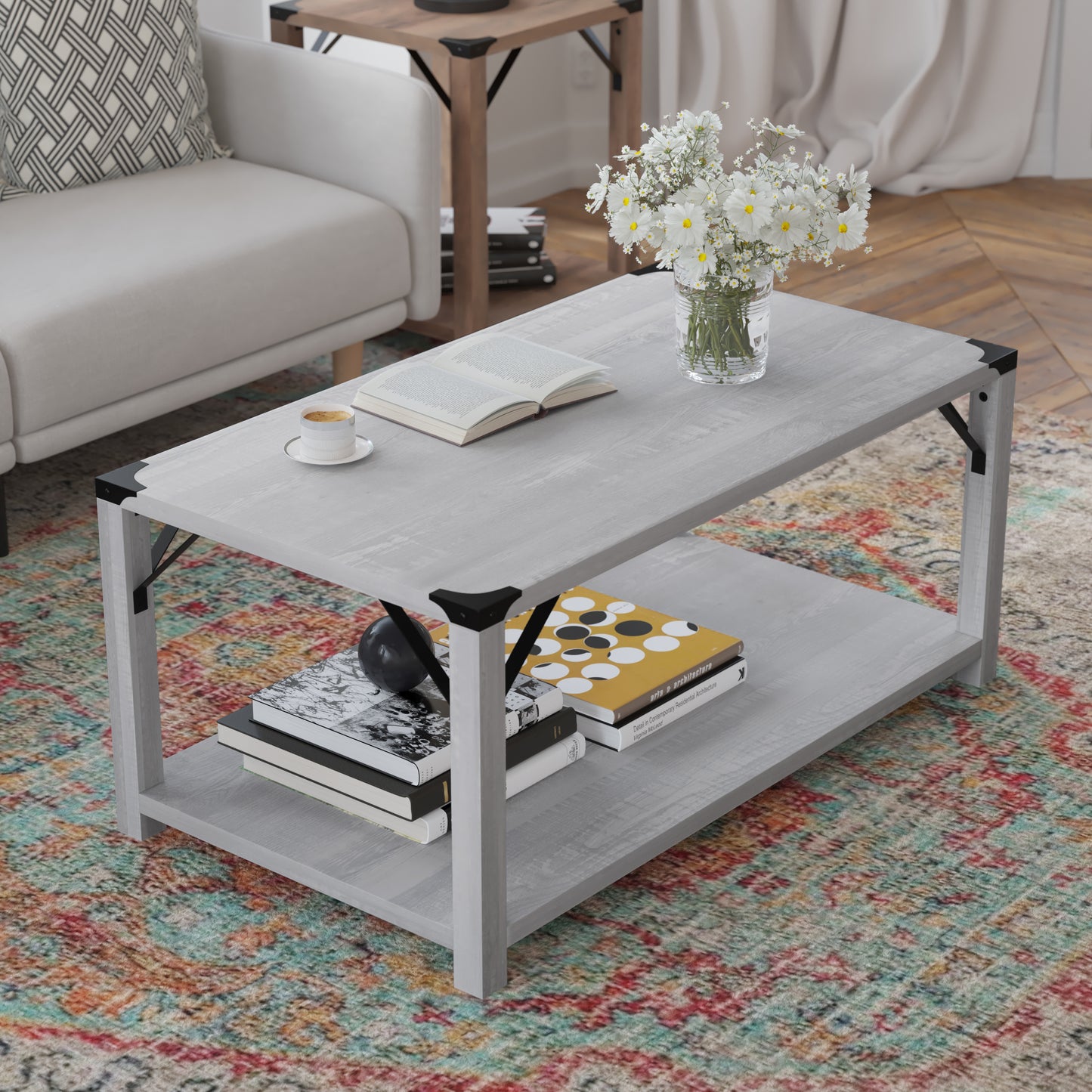 Aspen Gray 2 Tier Coffee Table ZG-037-LTGY-GG